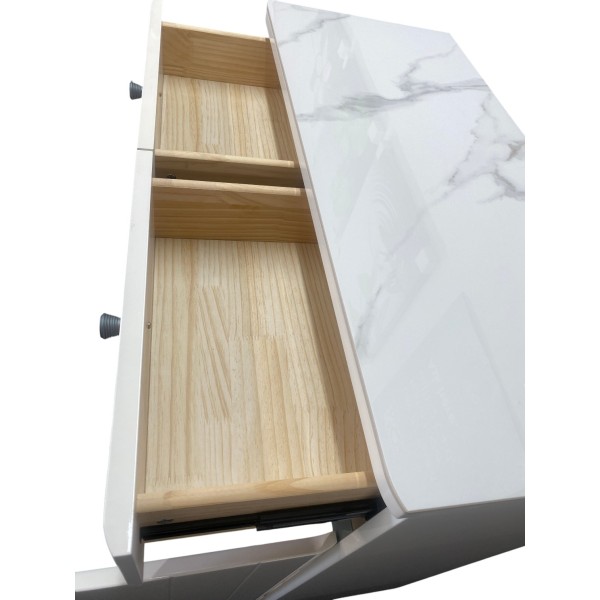 Modern White Gloss Shoe Storage Cabinet with Sintered Stone Top – 2 Drawers & 2 Doors | 80cm Entryway Cabinet NZ Modern White Gloss Shoe Storage Cabinet with Sintered Stone Top – 2 Drawers & 2 Doors | 80cm Entryway Cabinet NZ