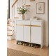 Platinum Shoe Cabinet 96cm Wide – White & Gold 3 Door Shoe Storage Organiser