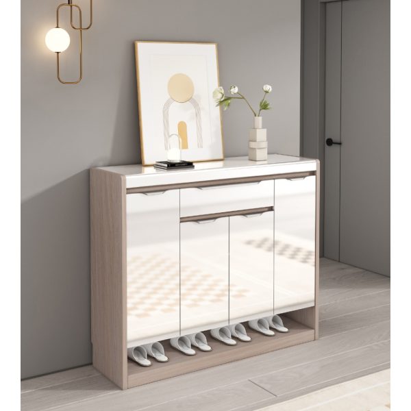 Modern High Gloss Shoe Storage Cabinet  | 3-Door Entryway Organiser