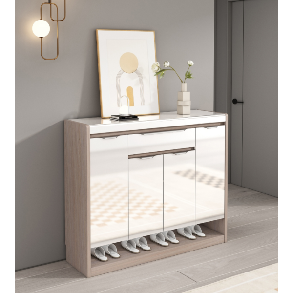 Modern High Gloss Shoe Storage Cabinet  | 3-Door Entryway Organiser