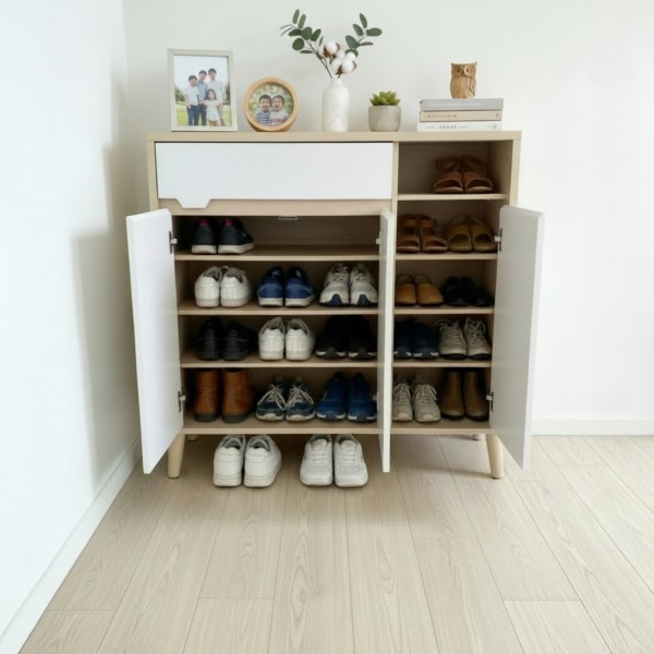 95cm Modern 3 -Door Shoe Cabinet & Drawer