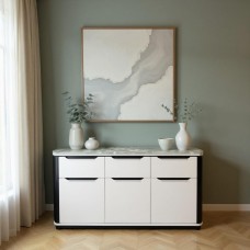 Knoll-Inspired Marble Top Buffet Sideboard – Modern Luxury Storage Cabinet NZ