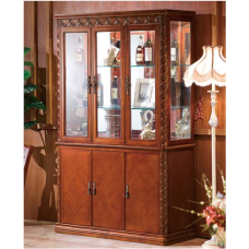 Glass doors wood display cabinet 