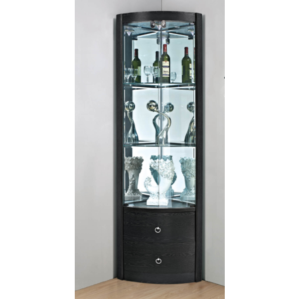 corner display cabinet & 2 drawers 
