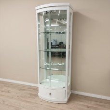 65cm White High-Gloss Glass Display Cabinet with LED Lighting & Lock