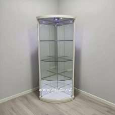 White Gloss Corner Display Cabinet with Glass Doors & LED Light | Lockable Display Cabinet NZ