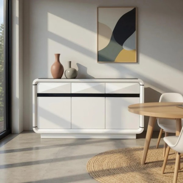 Modern Glass Top Sideboard Cabinet 1500mm – High Gloss White Buffet & TV Stand | NZ Modern Glass Top Sideboard Cabinet 1500mm – High Gloss White Buffet & TV Stand | NZ