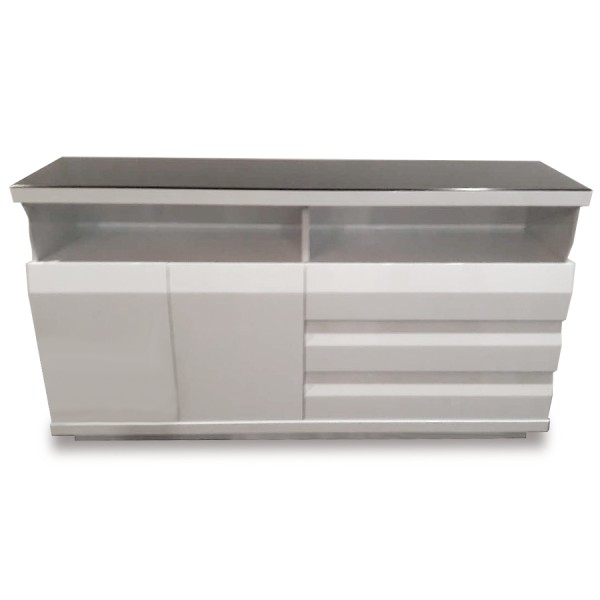 Black glass top buffet cabinet