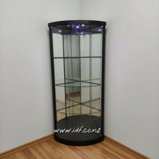 Black Corner Display Cabinet with Glass Doors & LED Light | Lockable Display Cabinet NZ