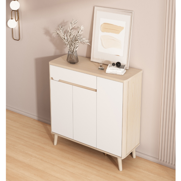 White wood hallway storage cabinet 