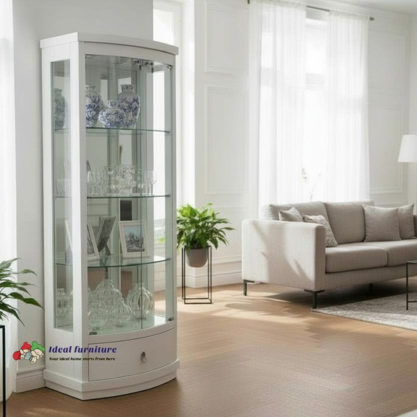 Gloss white collection display cabinet -65cm Width