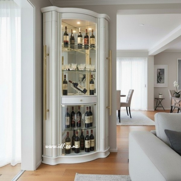 Royal Corner Bar Cabinet – Luxury Pull-Out Wine Cabinet with LED Lights | NZ