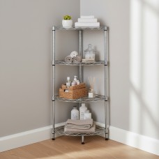 Chrome 4-Tier Corner Storage Rack – Heavy Duty Carbon Steel Organizer