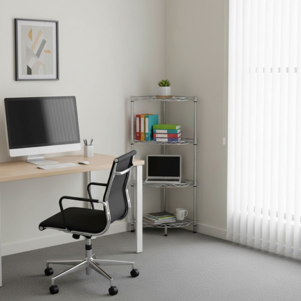 Chrome 4-Tier Corner Storage Rack – Heavy Duty Carbon Steel Organizer