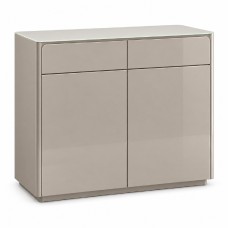 High Gloss Beige Storage Cabinet – 2 Doors & 2 Drawers, 95cm