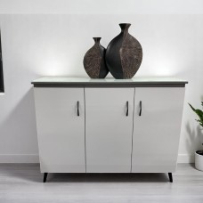 120cm Modern 3-Door Shoe Cabinet with Glass Top