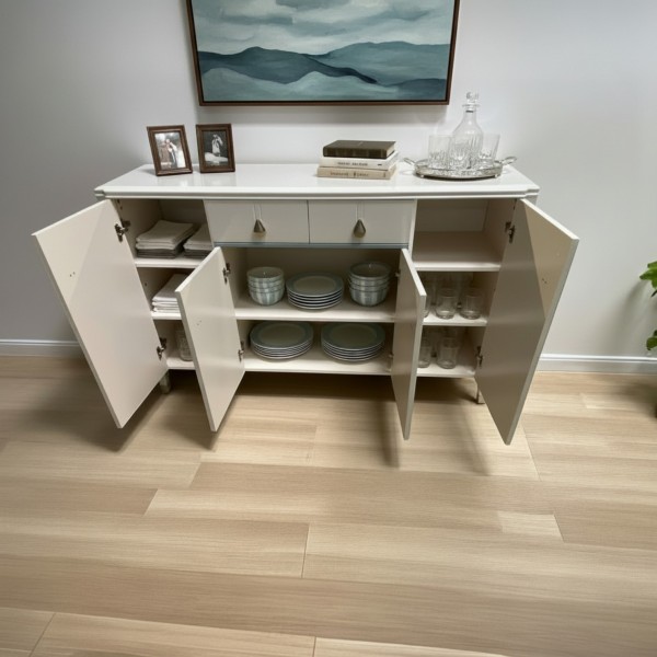 Modern 1500mm Sideboard-High-Gloss Gray Buffet Cabinet With Gold Acconts Modern 1500mm Sideboard-High-Gloss Gray Buffet Cabinet With Gold Acconts