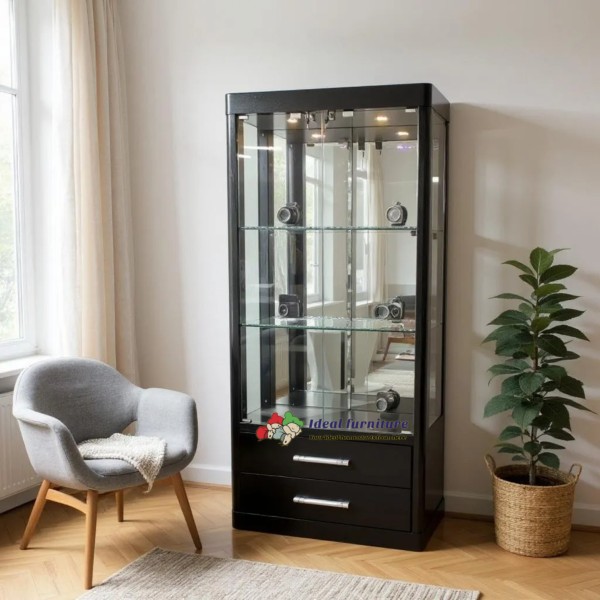Black display cabinet