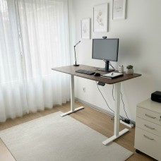 Electric Height Adjustable Standing Desk 1200 x 600mm – Walnut One-Piece Desktop | Sit Stand Office Desk NZ