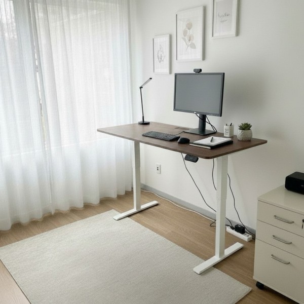 Electric Height Adjustable Standing Desk 1200 x 600mm – Walnut One-Piece Desktop | Sit Stand Office Desk NZ