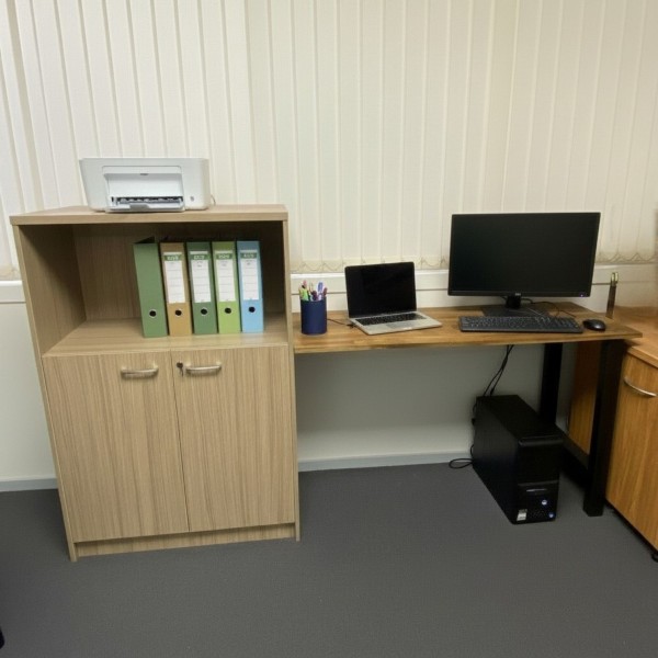 Computer Desk with Lockable Storage Cabinet – 2000mm Overall Workstation