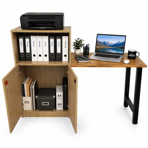 Computer Desk with Lockable Storage Cabinet – 2000mm Overall Workstation
