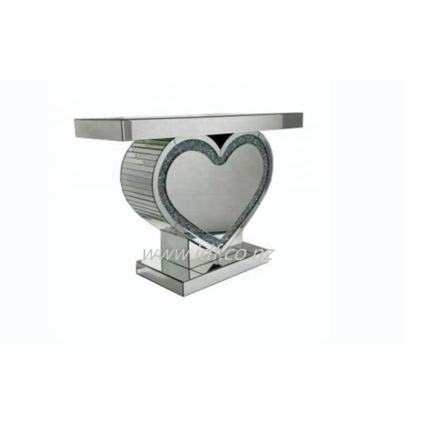 love type mirrored glass console table 