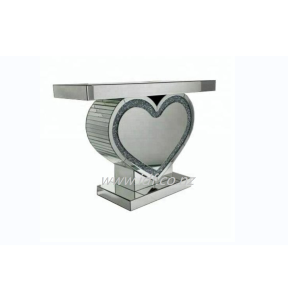 love type mirrored glass console table 