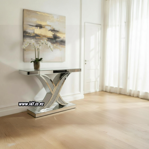 Reflective Glamour Entryway Table 