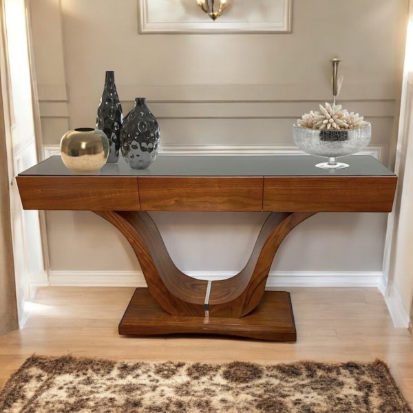Walnut console table 