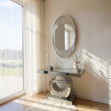 Oveela mirrored glass console table with wall mirror 