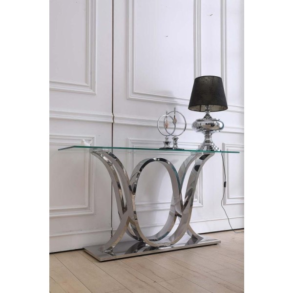 Glass top console table