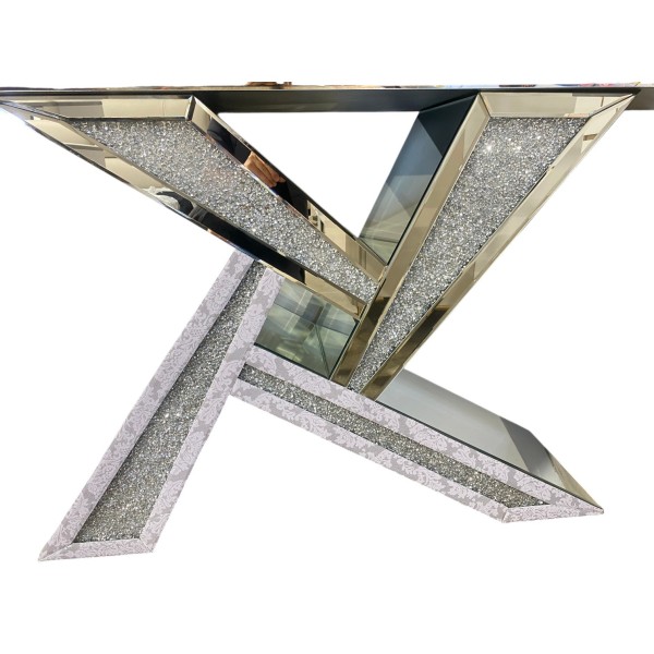 Mirrored Glass Console Table & Wall Mirror Set – Luxury Crushed Diamond Hall Table | NZ Mirrored Glass Console Table & Wall Mirror Set – Luxury Crushed Diamond Hall Table | NZ
