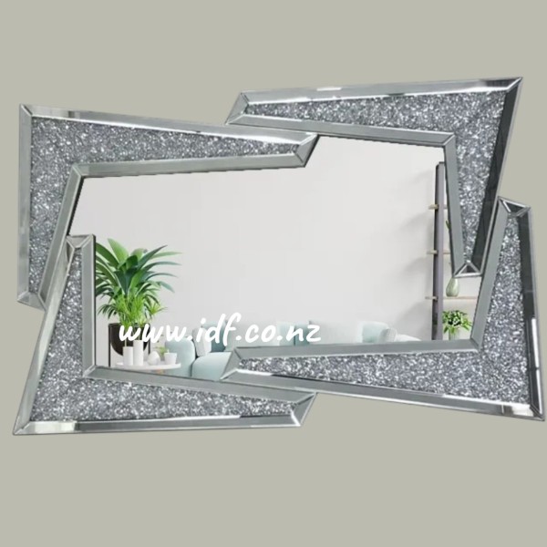 Mirrored Glass Console Table & Wall Mirror Set – Luxury Crushed Diamond Hall Table | NZ Mirrored Glass Console Table & Wall Mirror Set – Luxury Crushed Diamond Hall Table | NZ
