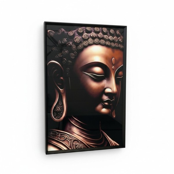 Zen Buddha Face Wall Art 60x90cm – Crystal Porcelain Art with Black PS Frame | Waterproof & Dustproof NZ