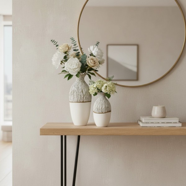 Snow Mountain Resin Vase Set of 2 – Modern Decorative White Table Vases | Home Decor NZ