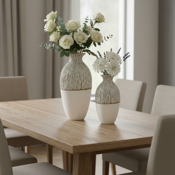 Snow Mountain Resin Vase Set of 2 – Modern Decorative White Table Vases | Home Decor NZ