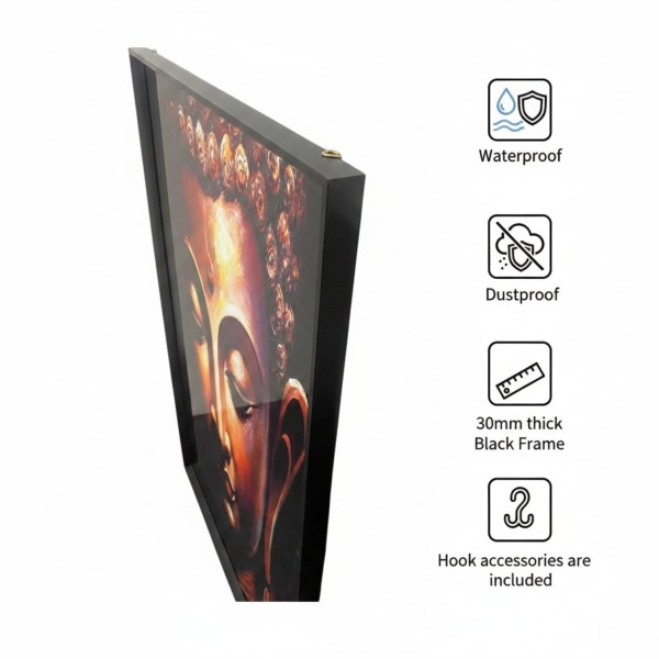 Serene Buddha Crystal Porcelain Wall Art 60x90cm | Premium Black Framed Artwork NZ