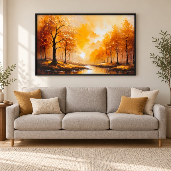 Golden Tree Sunlit Sanctuary Framed Wall Art (120 x 80cm) – Large Horizontal Autumn Forest Landscape Print, Modern Nature Wall Decor with Black Frame Golden Tree Sunlit Sanctuary Framed Wall Art (120 x 80cm) – Large Horizontal Autumn Forest Landscape Print, Modern Nature Wall Decor with Black Frame