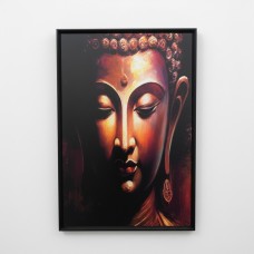 Serene Buddha Crystal Porcelain Wall Art 60x90cm | Premium Black Framed Artwork NZ