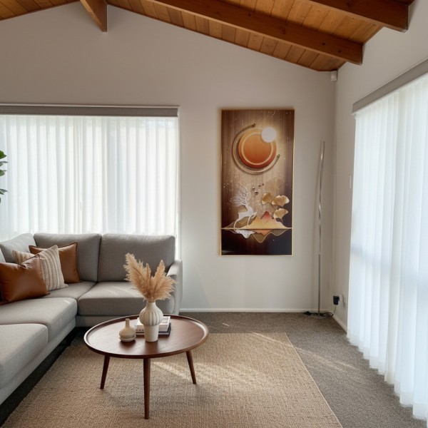 Lucky Deer & Flowing Landscape Crystal Wall Art-Large 70x140cm Aluminum Frame Lucky Deer & Flowing Landscape Crystal Wall Art-Large 70x140cm Aluminum Frame