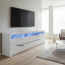 Modern High Gloss White LED TV Stand Cabinet – 160cm / 200cm Entertainment Unit NZ - 200cm