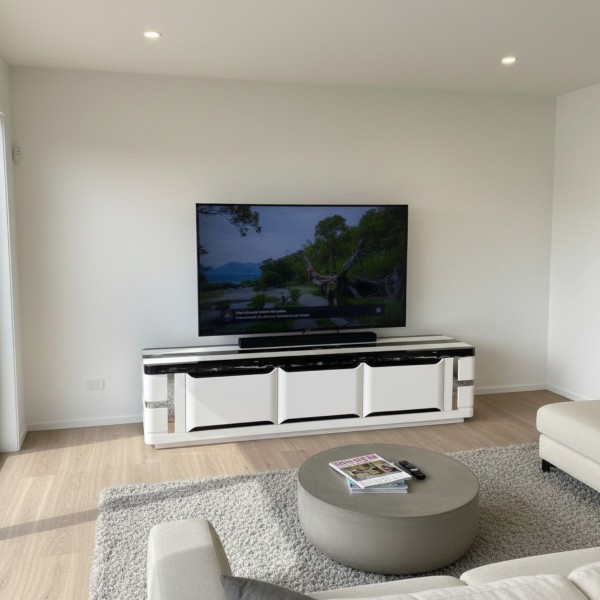 Modern Marble Top TV Unit 200cm – Luxury White Entertainment Cabinet for Up to 85" TVs Modern Marble Top TV Unit 200cm – Luxury White Entertainment Cabinet for Up to 85" TVs