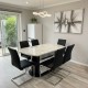Knoll 160cm Marble Top Dining Table Set with 6 Chairs & Storage Drawers