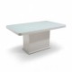 Modern 160cm Gloss White Center Base Dining Table with White Tempered Glass Top (Seats 6)