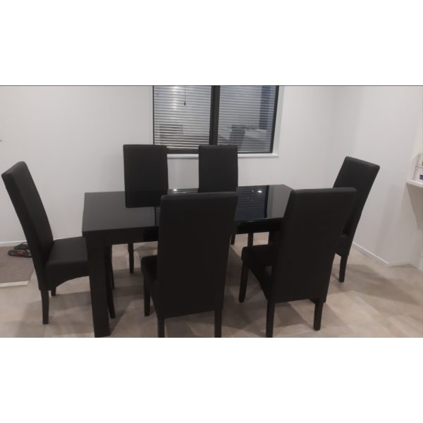 7 Piece Glass top dining table suite -Black