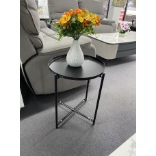 Round side table with Removable tray-Black 
