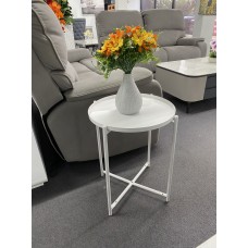 Round side table with Removable tray-White 