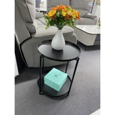 2 Removable tray round side table -black 