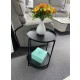 2 Removable tray round side table -black 